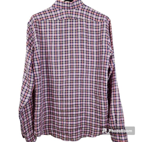 Troglodyte Homunculus Mens Long Sleeve Linen Plaid Button Down Shirt Size Medium - Picture 2 of 7